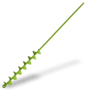 32" x 2" upgraded elongated auger drill bit- no need to squat post hole digger,100% solid barrel extended length intensive blades heavy duty green auger drill bit for planting for 3/8" hex drive drill