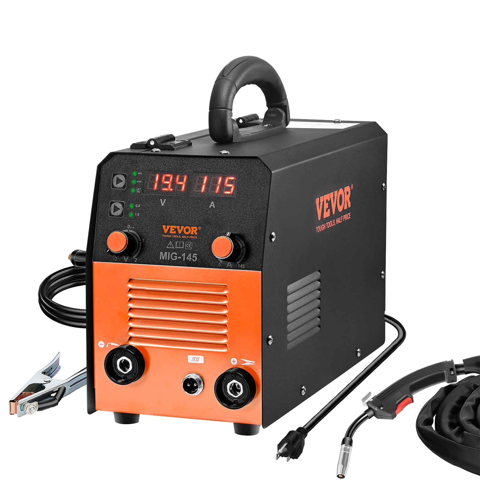 VEVOR MIG Welder, 130A Welding Machine, 3 in 1 Combo MMA/MIG/Lift TIG Welder Machine, Flux Core Welder, MIG-130 Portable Welding Machine, MIG Welding Equipment with 1KG Welding Wire Stick Welder