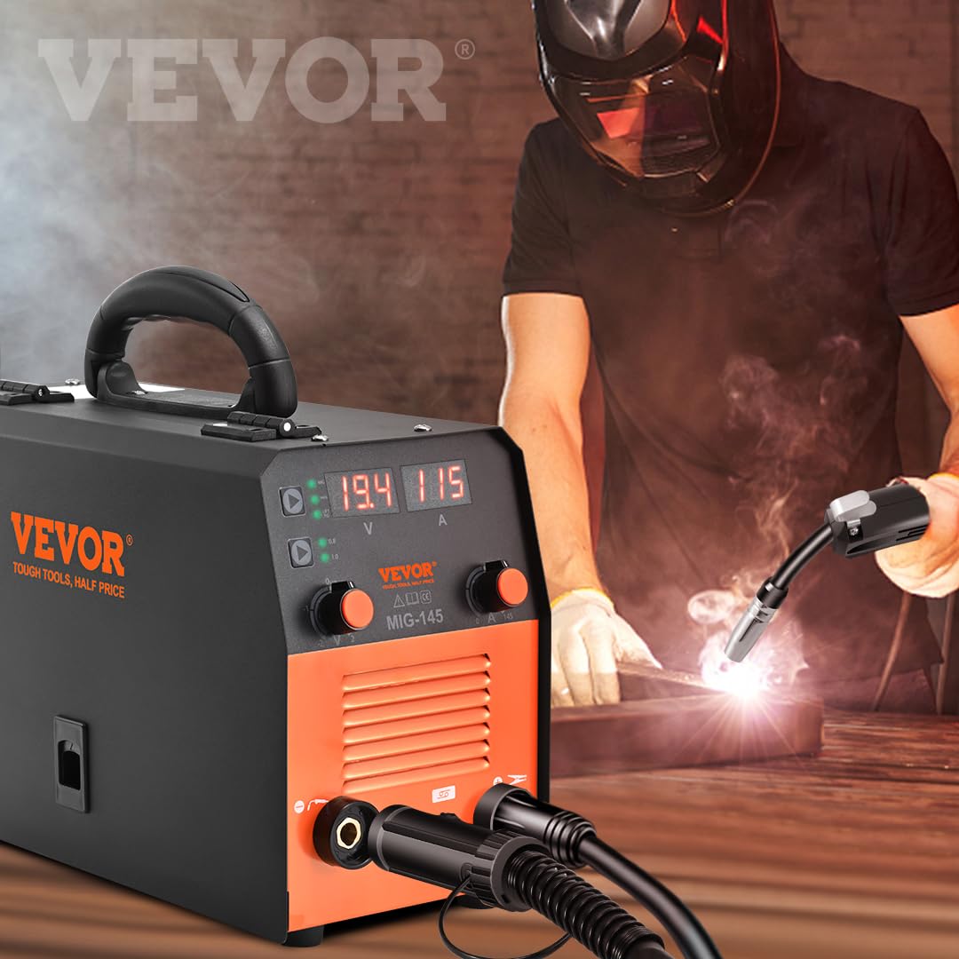 VEVOR MIG Welder, 130A Welding Machine, 3 in 1 Combo MMA/MIG/Lift TIG Welder Machine, Flux Core Welder, MIG-130 Portable Welding Machine, MIG Welding Equipment with 1KG Welding Wire Stick Welder