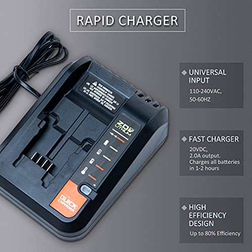 Felihogar Replacement for Porter Cable 20V Max Battery Charger PCC692L Compatible with Porter Cable 20V Max Lithium Battery PCC699L PCC680L PCC682L and Black & Decker 20V Max Lithium Battery LBXR20