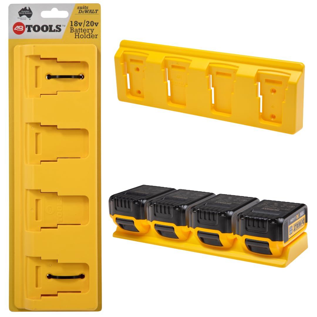 48 Tools - Battery Holder for DeWalt XR Batteries | 20V | Wall Mount | Battery Storage for Truck, Trailer, Van, Workshop, Shelf, Toolbox