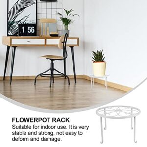 Cabilock 1pc Flower Pot Stand Metal Plant Round Wrought Iron Plant Stands Iron Flower Pot Plant Stand Rack Outdoor Plant Shelf Vintage Plant Stand White Potted Plant Office Metallic line