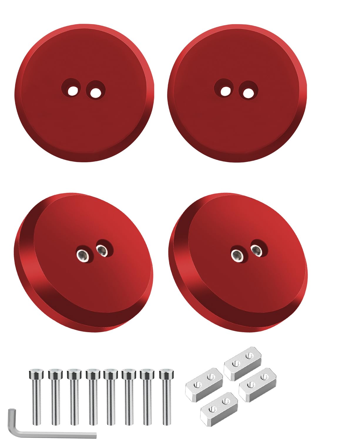 Samman Corvette Jack Pucks Billet Aluminum Jacking Puck Jack Pad Adapter Floor Jack Pad Compatible with 1997-2023 Corvette C5 C6 C7 C8/ Porsche 944 964 993 996 997 911 Boxster Cayman -(4 Pack Red)