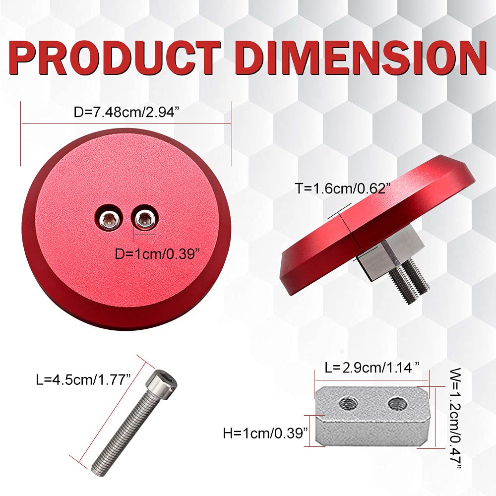 Samman Corvette Jack Pucks Billet Aluminum Jacking Puck Jack Pad Adapter Floor Jack Pad Compatible with 1997-2023 Corvette C5 C6 C7 C8/ Porsche 944 964 993 996 997 911 Boxster Cayman -(4 Pack Red)