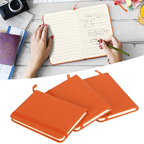 Notepad, Rounded Corners No Fluorescent Agent Strap Notebook, for Diary Writing(orange)