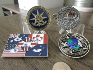 lot of 4 intelligence challenge coins nga nsa five eyes intelligence community reaper cia cyber command