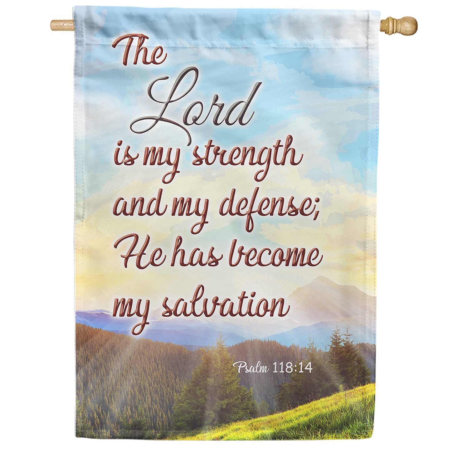 America Forever Bible Verse House Flag - 28 x 40 inch -Exodus 15:2 The Lord is My Salvation - Christian Quotes Religious Outdoor Yard Decorative Inspirational Faith Flag