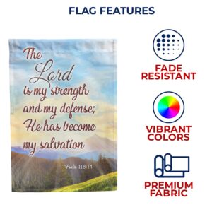 America Forever Bible Verse House Flag - 28 x 40 inch -Exodus 15:2 The Lord is My Salvation - Christian Quotes Religious Outdoor Yard Decorative Inspirational Faith Flag