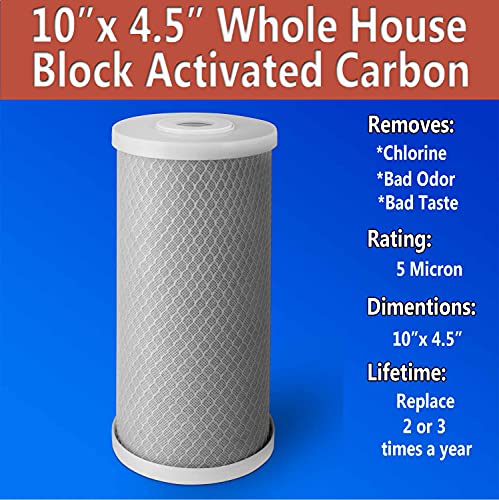 Big CTO Carbon Block Water Filters 4.5" x 10" Whole House Cartridges WELL-MATCHED with CBC Series, WFHDC8001, EP and EPM Series (2 Pack)