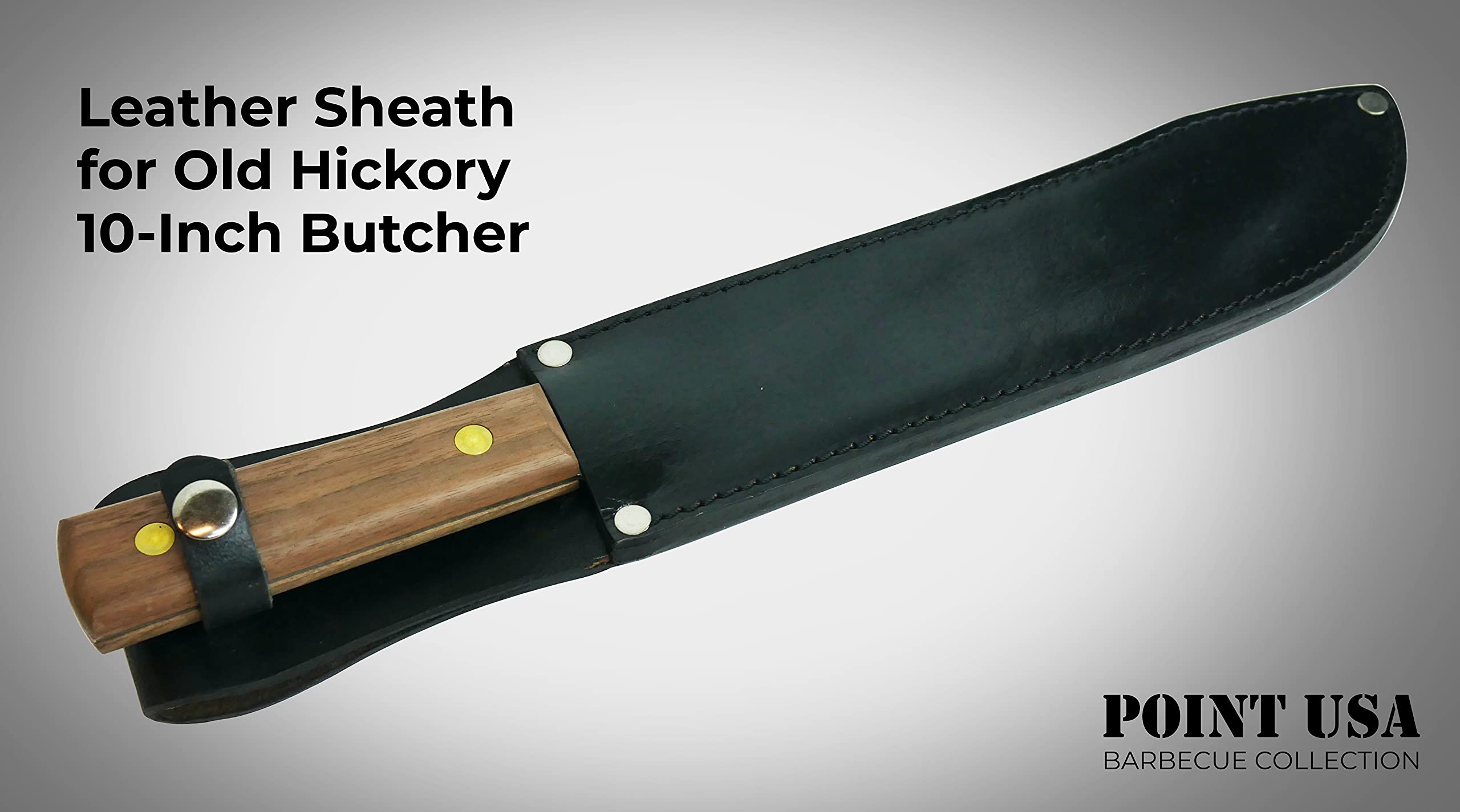 Generic 10 inch Knife Sheath - Made to Fit 10-Inch Old Hickory Butcher Knives OKC Leather with Belt Loop in Color Black (10 Inch)