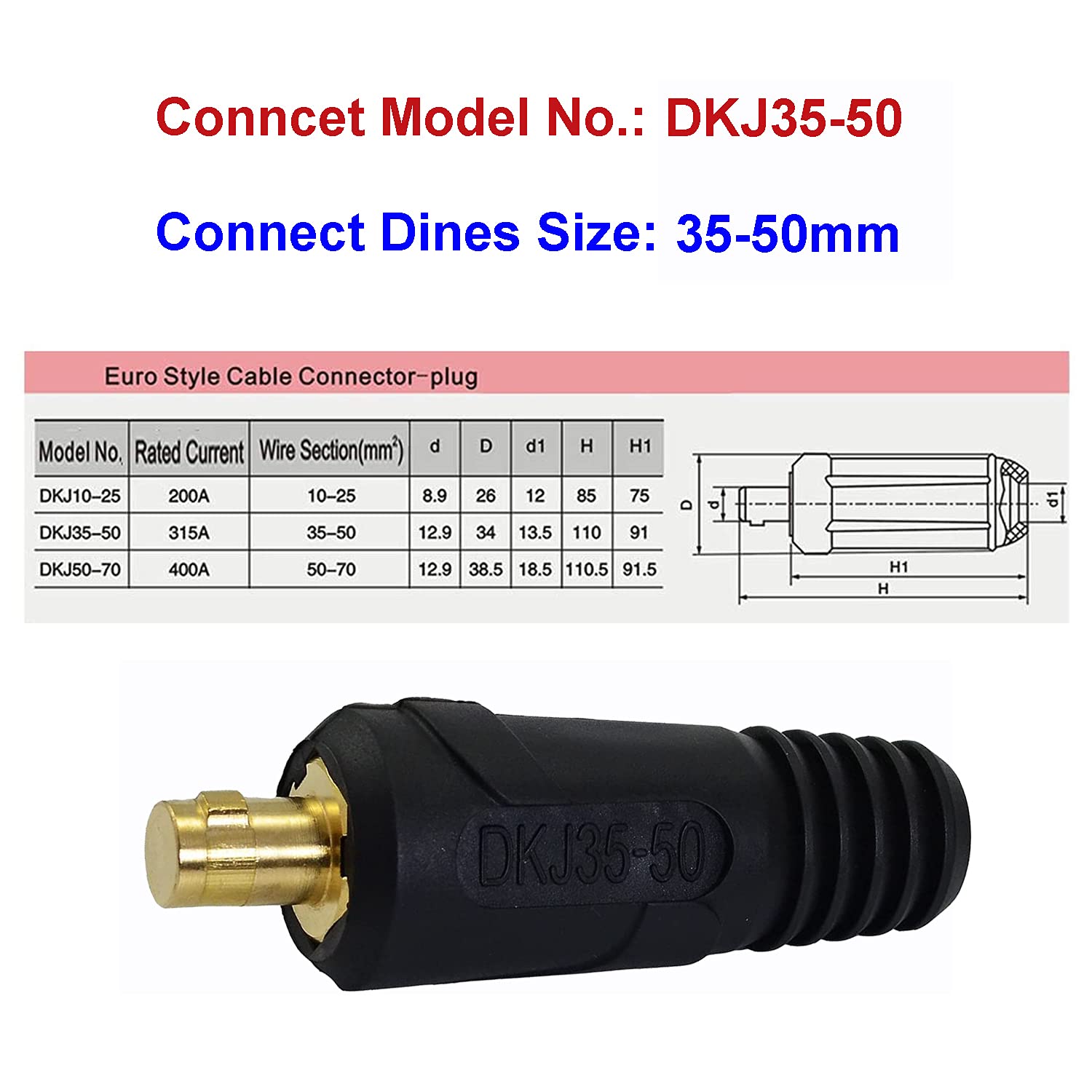 Amico EH-300, 300 Amp Electric Electrode Holder, 10-feet Cable, 35-50mm Connect Dines. Use For Stick Arc Welder Welding Machine