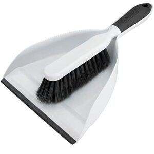 everclean dustpan & brush set - professional grade ergonomic brush design & soft molded lip for maximum efficiency - black/white (6670-blk)