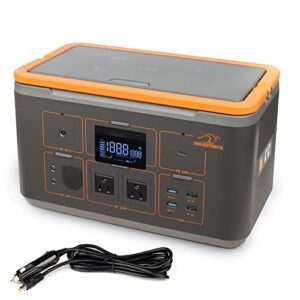 portable power station - muliti-functional high output lithium charging bank with (2x 110 ac output/ 12v dc) - includes wireless charger 4x usb ports - lcd display - 3 led modes - 500w battery backup