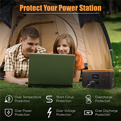 Portable Power Station - Muliti-Functional High Output Lithium Charging Bank with (2X 110 AC Output/ 12V DC) - Includes Wireless Charger 4X USB Ports - LCD Display - 3 LED Modes - 500W Battery Backup