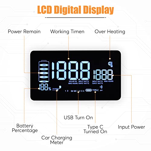 Portable Power Station - Muliti-Functional High Output Lithium Charging Bank with (2X 110 AC Output/ 12V DC) - Includes Wireless Charger 4X USB Ports - LCD Display - 3 LED Modes - 500W Battery Backup