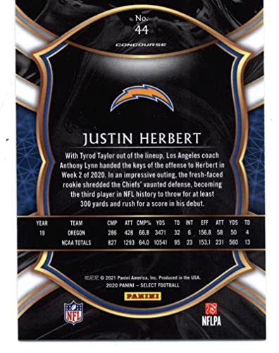 2020 Panini Select Rookie Card #44 Justin Herbert Concourse RC Los Angeles Chargers Football NM-MT