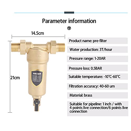 CJGS Water Pre-Filter,Reusable Spin Down Sediment Filter Faucet Water Purifier - Central Prefilter Whole House Water Filter Purifier System 3T/h Siphon Backwash 40um