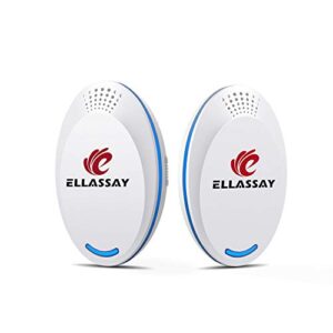 ellassay ultrasonic pest repeller - pest reject - set of 2 electronic pest control - plug in home indoor repellent - get rid of mice, roaches, bugs, fleas, mosquitoes, spiders, white