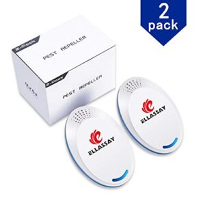 ELLASSAY Ultrasonic Pest Repeller - Pest Reject - Set of 2 Electronic Pest Control - Plug in Home Indoor Repellent - Get Rid of Mice, Roaches, Bugs, Fleas, Mosquitoes, Spiders, White