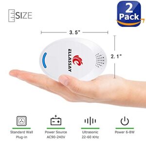 ELLASSAY Ultrasonic Pest Repeller - Pest Reject - Set of 2 Electronic Pest Control - Plug in Home Indoor Repellent - Get Rid of Mice, Roaches, Bugs, Fleas, Mosquitoes, Spiders, White