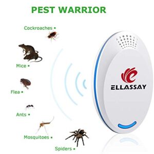 ELLASSAY Ultrasonic Pest Repeller - Pest Reject - Set of 2 Electronic Pest Control - Plug in Home Indoor Repellent - Get Rid of Mice, Roaches, Bugs, Fleas, Mosquitoes, Spiders, White