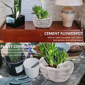 Cabilock Palm Planter Concrete Plant Pots Decorative Succulent Pot Bonsai Plants Flower Pots Tiny Desk Flower Planter Floor Vase Desk Aloe Planter Body Bud Vase Aloe Vera Human Body Cement