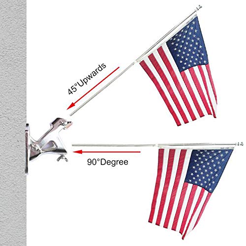 Uelfbaby Flag Pole Holder Bracket with Drainage Design, 304 Stainless Steel Heavy Duty Flag Pole Bracket Mounting Bracket 2 Positions for 1 inch Flag Pole Wall Flag Mount House & Estate