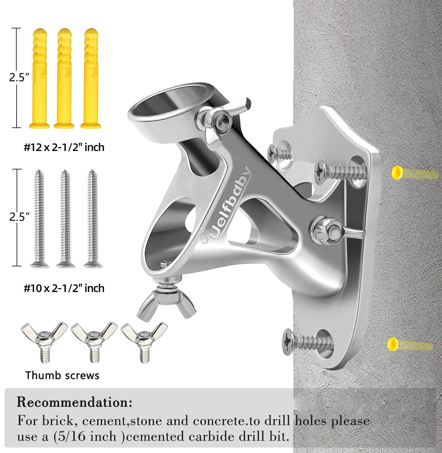 Uelfbaby Flag Pole Holder Bracket with Drainage Design, 304 Stainless Steel Heavy Duty Flag Pole Bracket Mounting Bracket 2 Positions for 1 inch Flag Pole Wall Flag Mount House & Estate