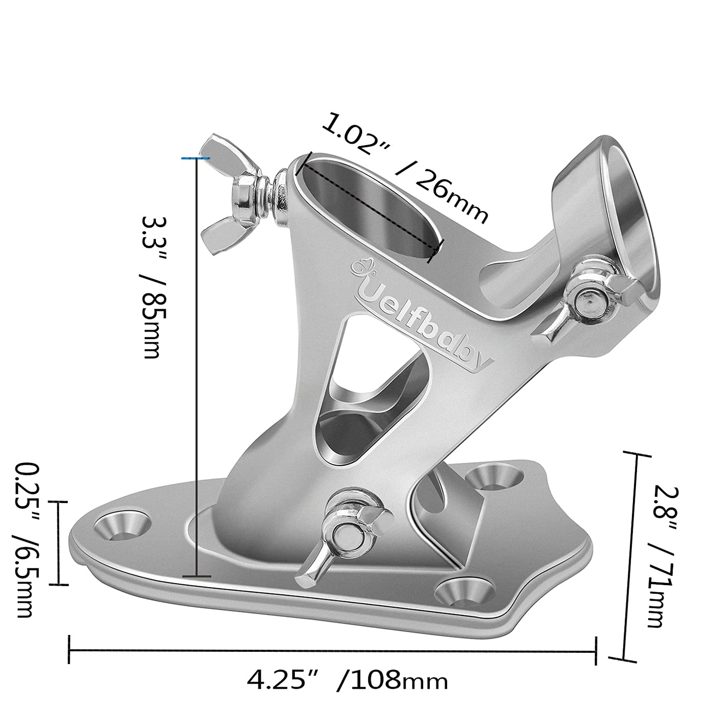 Uelfbaby Flag Pole Holder Bracket with Drainage Design, 304 Stainless Steel Heavy Duty Flag Pole Bracket Mounting Bracket 2 Positions for 1 inch Flag Pole Wall Flag Mount House & Estate