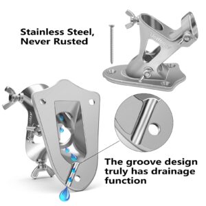 Uelfbaby Flag Pole Holder Bracket with Drainage Design, 304 Stainless Steel Heavy Duty Flag Pole Bracket Mounting Bracket 2 Positions for 1 inch Flag Pole Wall Flag Mount House & Estate