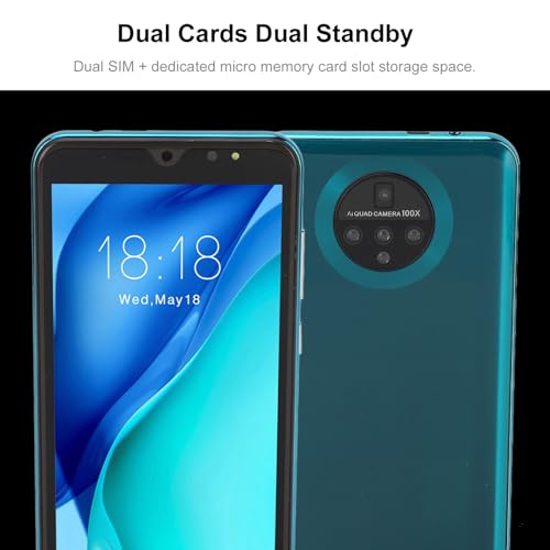 5.72in M30PLUS Smartphone, LCD Full Screen, Face ID Unlock, 512MB + 4GB, for Android 4.4, 2MP+ 2MP Camera, 1800mAh, Dual Card Dual Standby Cell Phone Support for WiFi+BT+FM(Blue-US)