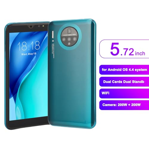 5.72in M30PLUS Smartphone, LCD Full Screen, Face ID Unlock, 512MB + 4GB, for Android 4.4, 2MP+ 2MP Camera, 1800mAh, Dual Card Dual Standby Cell Phone Support for WiFi+BT+FM(Blue-US)