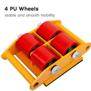 XCFDP Machine Skates, 6T Machinery Skate Dolly, 13200lbs Machinery Moving Skate, Machinery Mover Skate with Non-Slip Belt, Heavy Duty Machine Dolly Skate for Industrial Moving Equipment, Yellow, 1pc