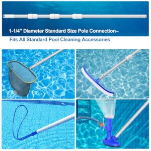 ARLBA Upgraded Professional 16.5 Feet Swimming Pool Pole Telescopic Aluminum Thicken 1.30mm Adjustable Fits Skimmer Net Rake Vacuum Head Brush Pool Cleaning Equipment Heavy Duty -Universal Fit 1-1/4