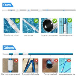 ARLBA Upgraded Professional 16.5 Feet Swimming Pool Pole Telescopic Aluminum Thicken 1.30mm Adjustable Fits Skimmer Net Rake Vacuum Head Brush Pool Cleaning Equipment Heavy Duty -Universal Fit 1-1/4