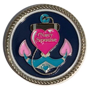 united states navy usn navy spouse pink heart anchor challenge coin