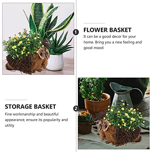 Garneck 1pc Owl Flower Basket Owl Bonsai Pot Rattan Basket Rustic Pots Micro Landscape Pots Wedding Table Centerpiece Animal Flower Outdoor Wall Natural Coco Replacement Liner Coir Plant