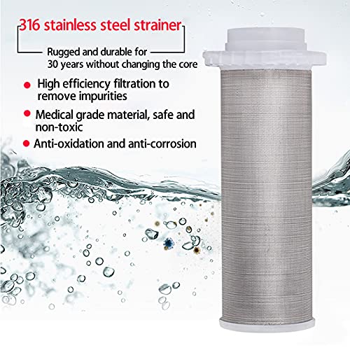 CJGS Flushable Prefilter Filtration,Whole House Reusable Filtration Water System-40 Micron Spin DownSediment Filter 316 Stainless Steel Mesh Pre-Filter -for City/Well Water