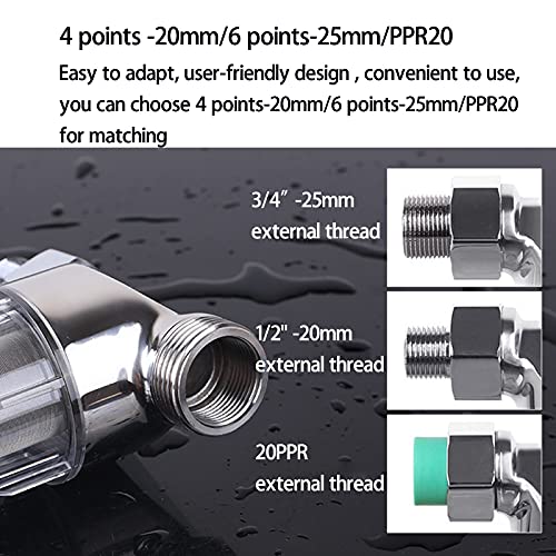 CJGS Flushable Prefilter Filtration,Whole House Reusable Filtration Water System-40 Micron Spin DownSediment Filter 316 Stainless Steel Mesh Pre-Filter -for City/Well Water