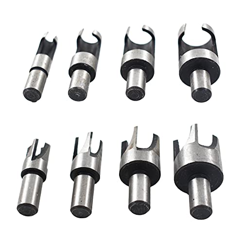 ALL-CARB 8Pcs Wood Plug Cutter Carbon Steel Straight and Taper Claw Drill Bit Set Fit for Woodworking Hole Saw Cutting 5/8 1/2 3/8 1/4