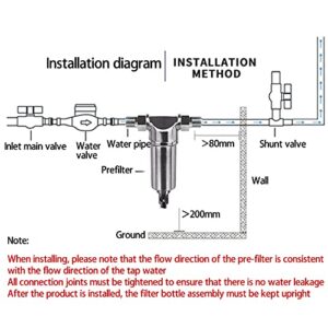 CJGS Prefilter - Spin Down Sediment Water Filter,Central Prefilter Whole House Water Filter Purifier System 3T/h for Whole House Reusable Spin Down Sediment Filter