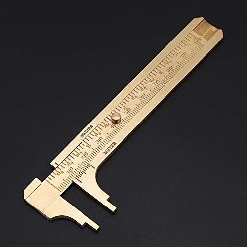 Kadimendium Vernier Caliper Double Scale Brass Sliding Gauge High Precision Measurement Fine Adjustment Ruler Measuring Tool Scales(100mm)