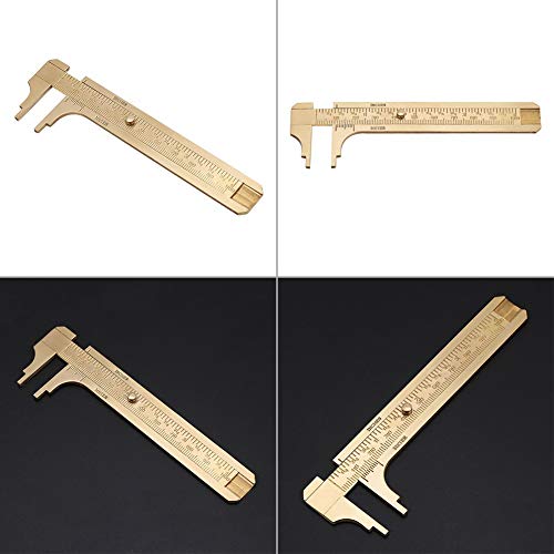 Kadimendium Vernier Caliper Double Scale Brass Sliding Gauge High Precision Measurement Fine Adjustment Ruler Measuring Tool Scales(100mm)