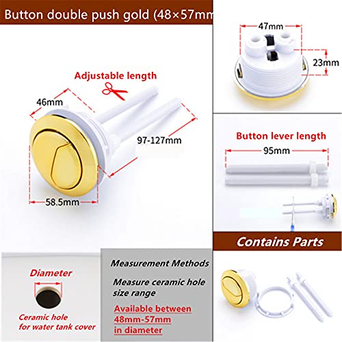 Quluxe 48MM Toilet Tank Button Dual Push Flushing Toilet Button Toilet Button Replacement Toilet Flush Button with Thread Diameter- Gold (Pack of 4)