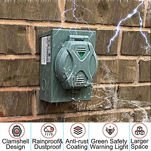 Jamgoer 30 Amp Generator Power Inlet Box NEMA 3R Power Inlet Box with 4 Prone NEMA L14-30P PB30 125/250V 7500W Generator Transfer Switch Weatherproof for Outdoor Receptacle Generator Outlet ETL Listed