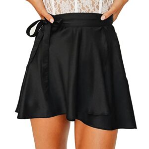 cofeemo bravetoshop women y2k mini skirt high waist solid a-line lace up short skirts party club skirt streetwear (black,xl)