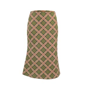 Bravetoshop Womens Vintage Bohemian Print Plaid High Waist Midi Skirt Y2K Streetwear E-Girl Slim Fit A-Line Skirt (Army Green,M)