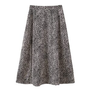 Bravetoshop Womens Boho Leopard High Waist Flowy Midi Skirt High Low Side Split Wrap Maxi Skirt (Black,M)