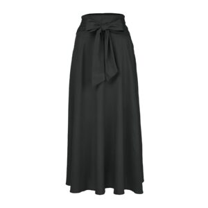 Bravetoshop Womens High Waist Flowy Midi Skirt Casual Elegant Pleated Swing A Line Maxi Skirts with Pockets (Black,XXL)