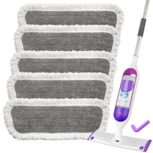 reusable mop pads compatible with swiffer powermop, power mop refill pads microfiber mop pads replacement, 16x6.7inch washable floor mop pads refills mop heads for floor cleaning, 5 pack